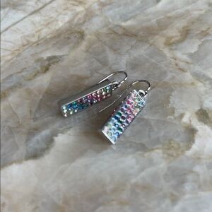 Elegant Silver 🌈 Rainbow Crystal Earrings